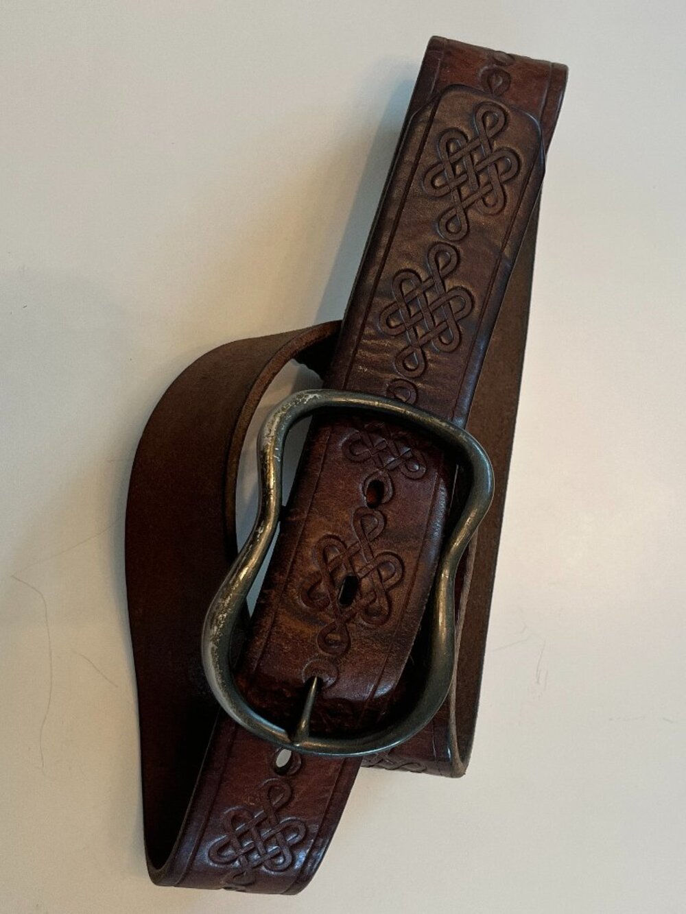 Brown Genuine Leather Embossed Belt Size 34